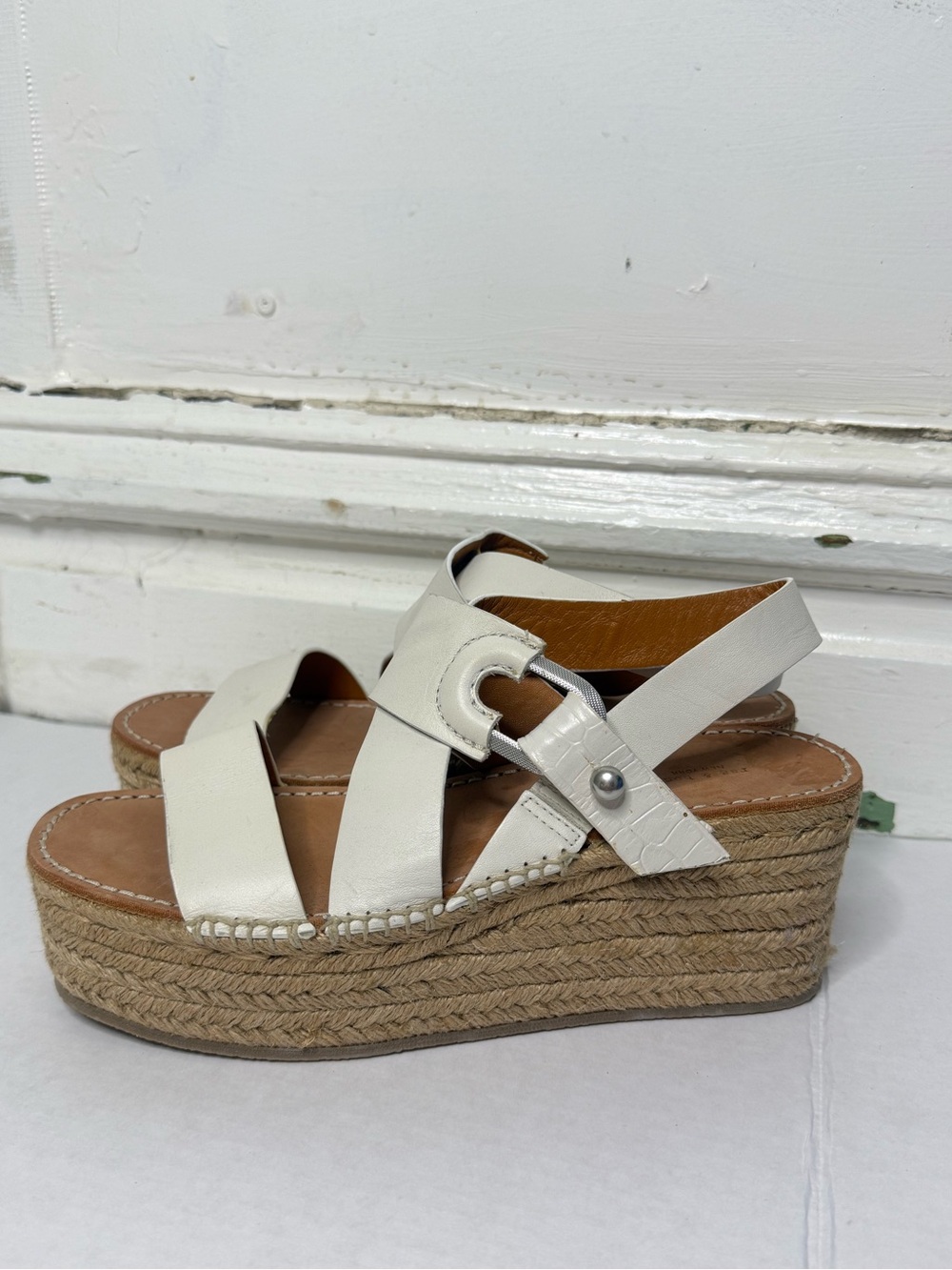 Rag & Bone August Espadrille Sandal Platform White Leather 39.5 US 9.5 NEW